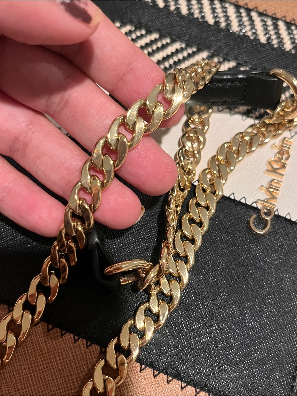 Calvin Klein Striped Saffiano Chain Crossbody Like new - Picture 4 of 13